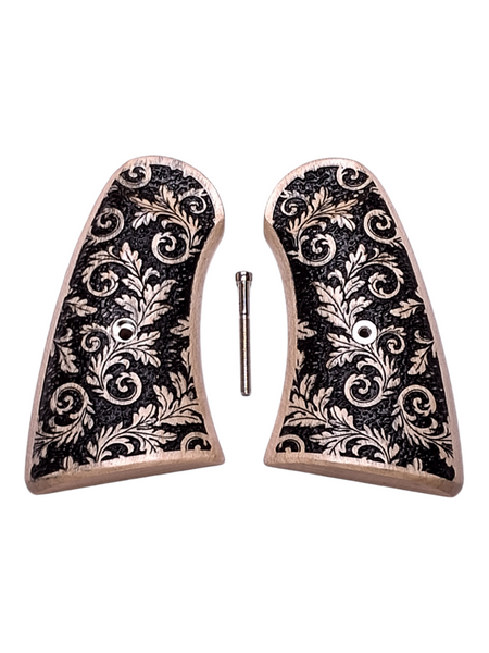 Maple Inked Floral Uberti Schofield Grips Engraved Textured
