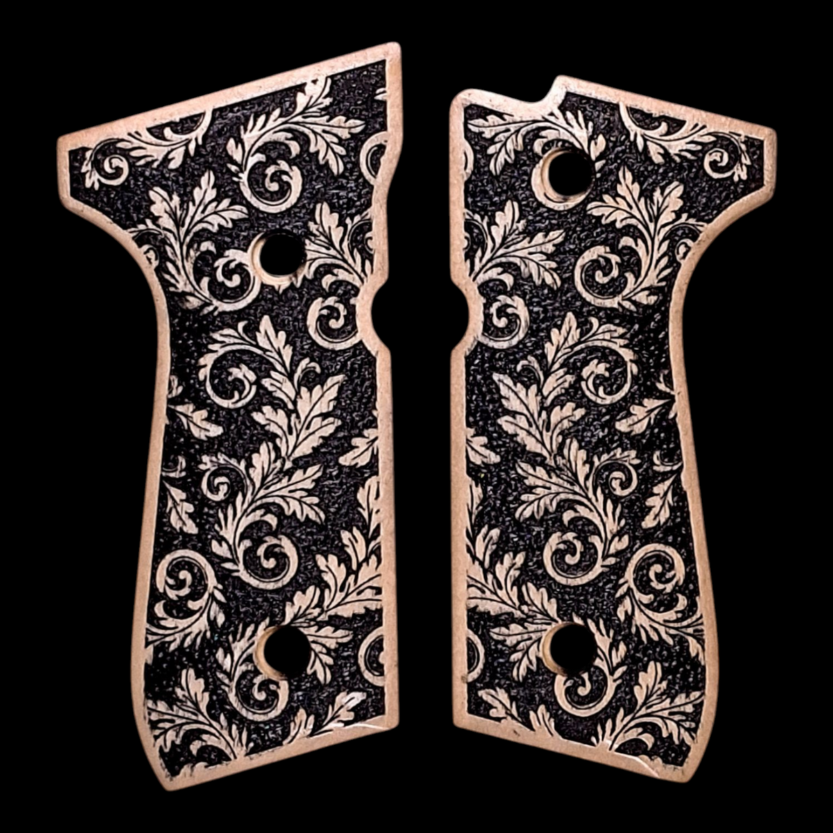 Maple Inked Floral Beretta 92fs Grips — LS Grips