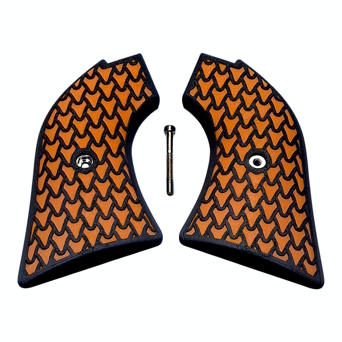 Orange & Black Dragon Scale Printed Heritage Rough Rider Grips