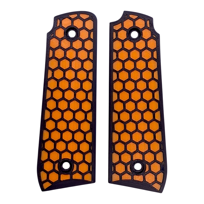 Orange & Black Honeycomb Printed Ruger Mark IV 22/45 Grips