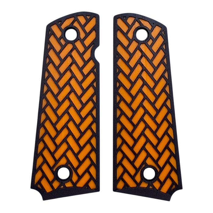 Orange & Black Weave Printed 1911 Grips (Full Size)