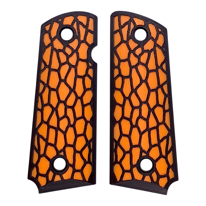 Orange & Black Reptile Printed 1911 Grips (Compact)