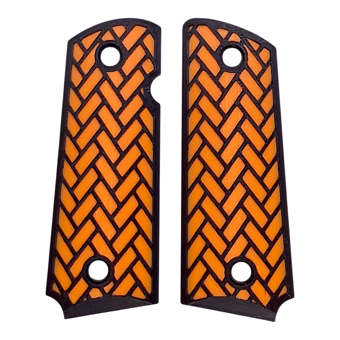 Orange & Black Weave Printed 1911 Grips (Compact)