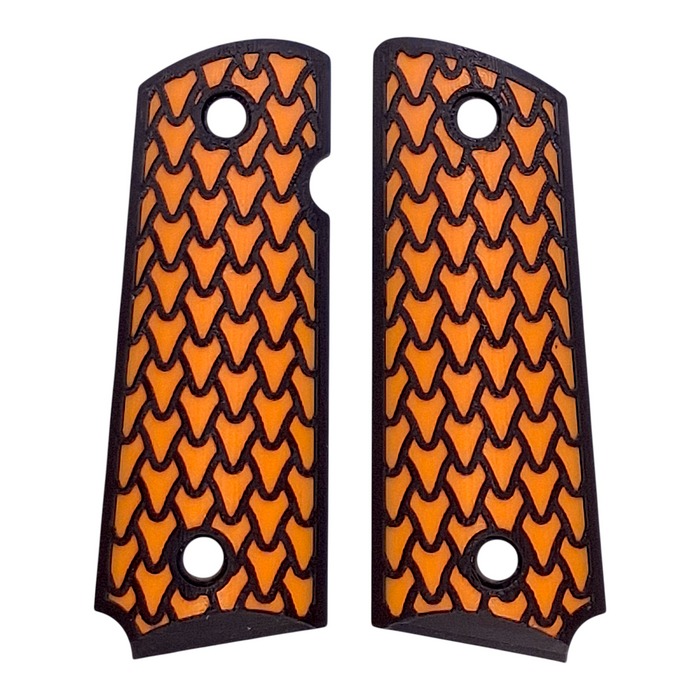 Orange & Black Dragon Scale Printed 1911 Grips (Compact)