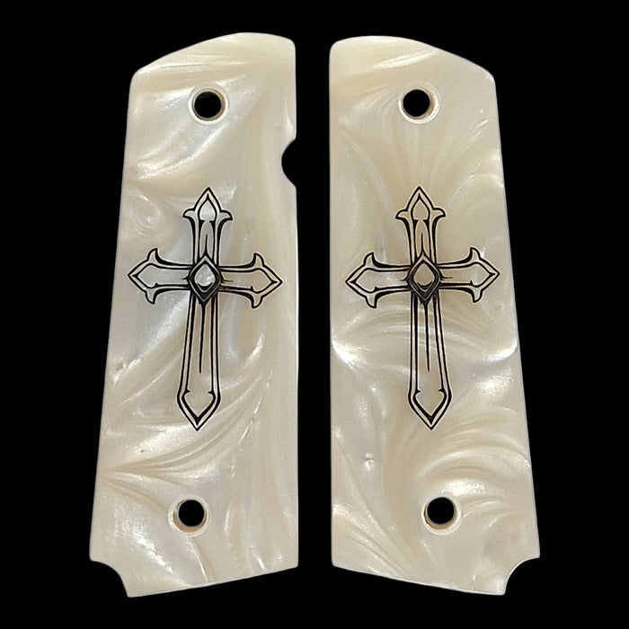 Pearl Cross 1911 Grips (Full Size)