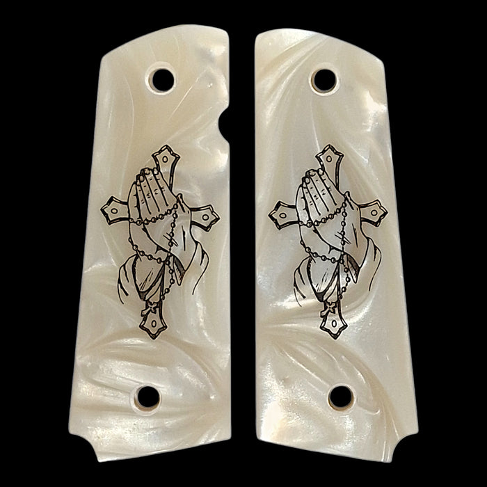 Pearl Praying Hands 1911 Grips (Full Size)