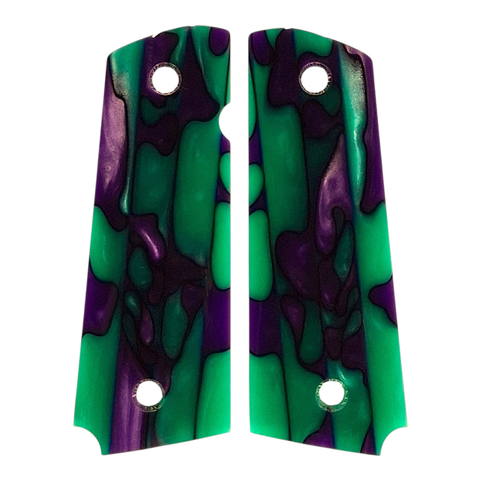Green & Purple Acrylic Pearl Full Size 1911 Grips