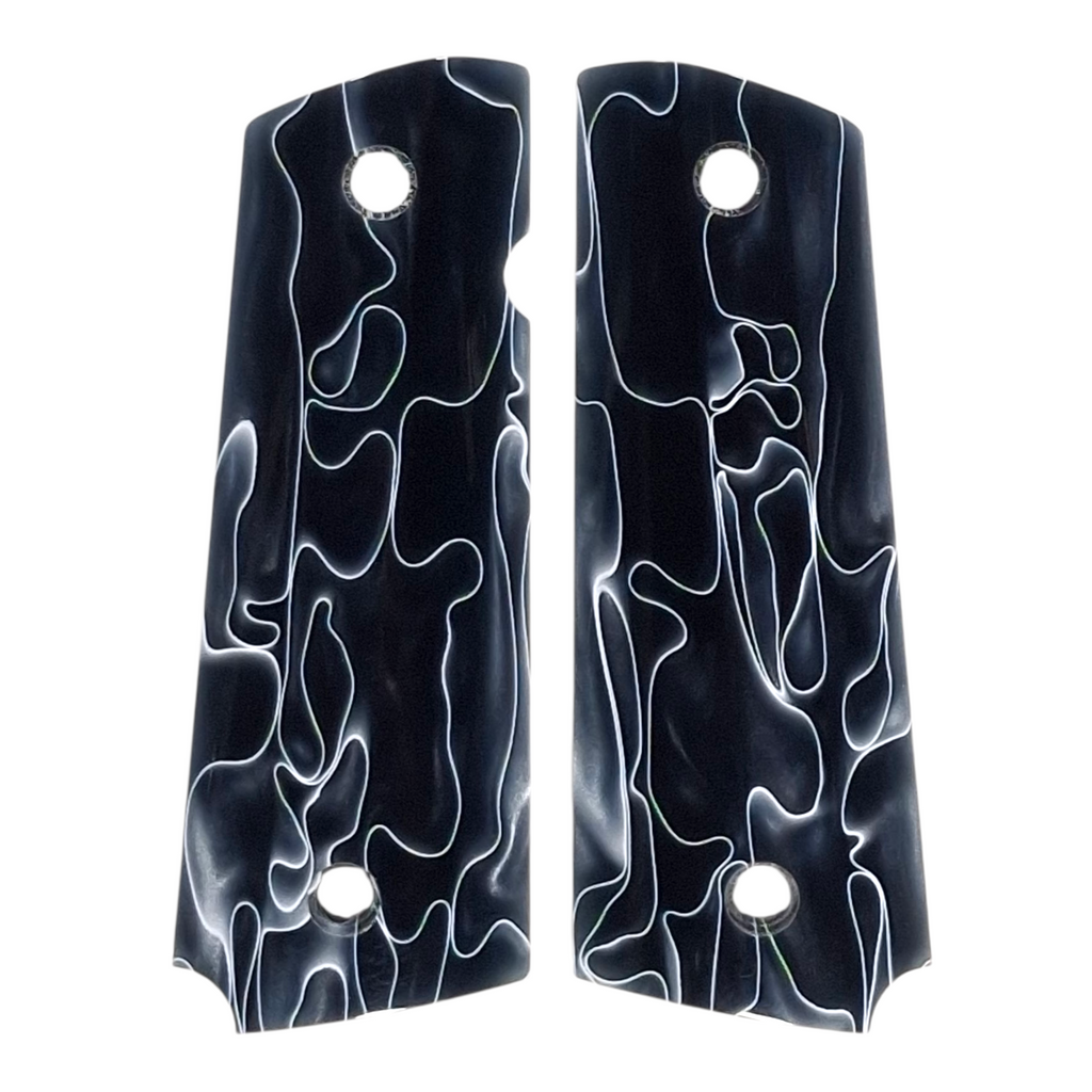 Black & White Acrylic Pearl Full Size 1911 Grips — LS Grips