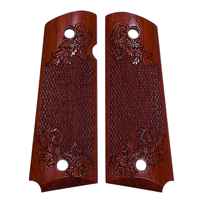 CLEARANCE - Paduak Floral Checkered 1911 Grips (Full Size)