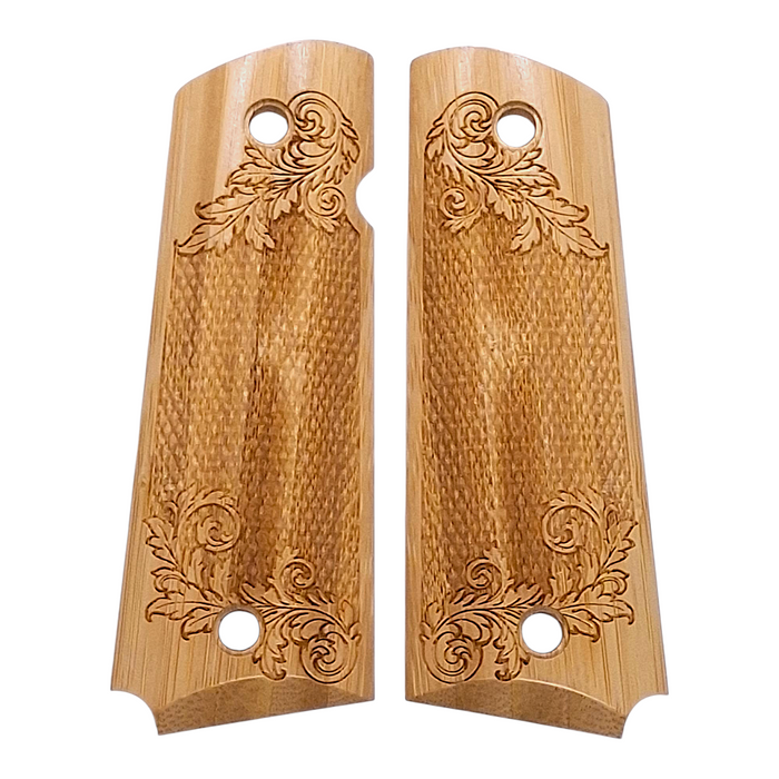 CLEARANCE - Bamboo Floral Checkered 1911 Grips (Full Size)