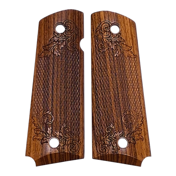 CLEARANCE - Genuine Rosewood Floral Checkered 1911 Grips (Full Size)