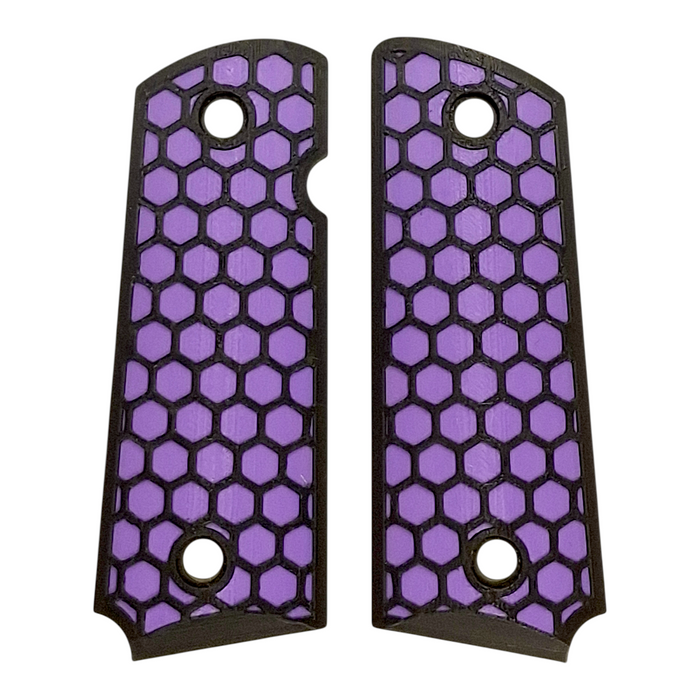 Purple & Black Honeycomb Printed 1911 Grips (Compact)