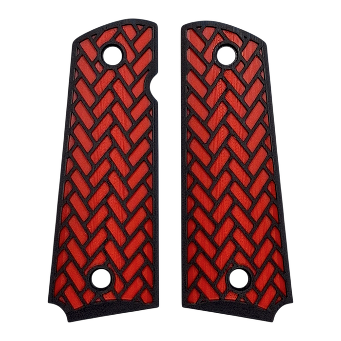 Red & Black Weave Printed 1911 Grips (Full Size)