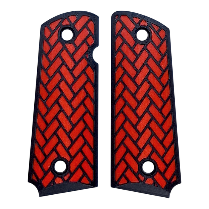 Red & Black Weave Printed 1911 Grips (Compact)