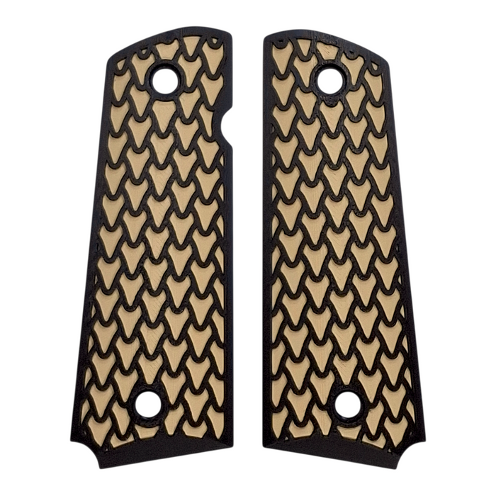 Desert Tan & Black Dragon Scale Printed 1911 Grips (Full Size)