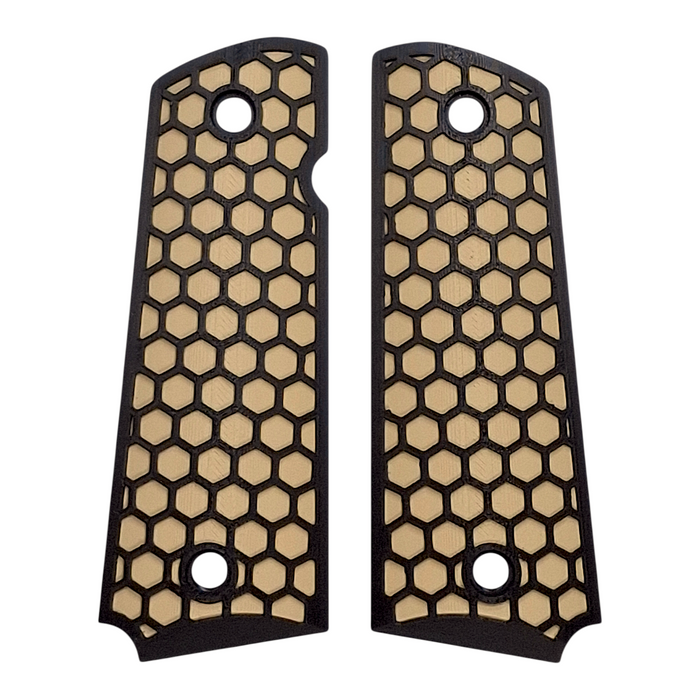Desert Tan & Black Honeycomb Printed 1911 Grips (Full Size)