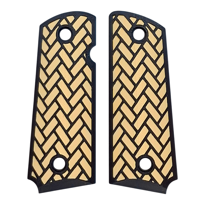 Desert Tan & Black Weave Printed 1911 Grips (Compact)