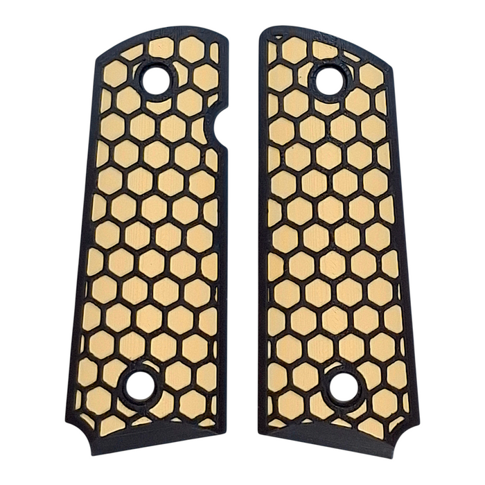 Desert Tan & Black Honeycomb Printed 1911 Grips (Compact)