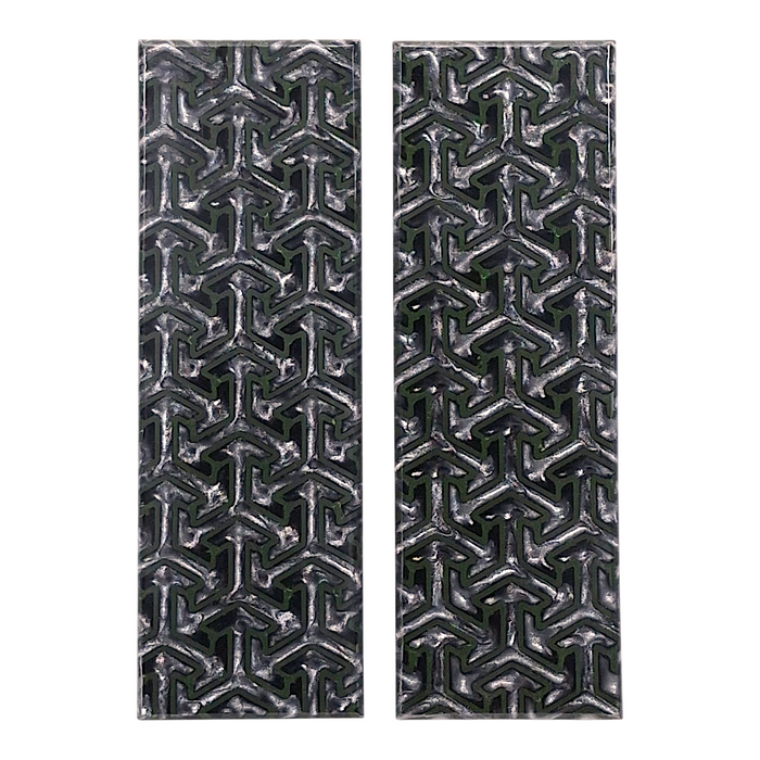 Silver & OD Green Tritessel Patterned Pearl Scale Sets