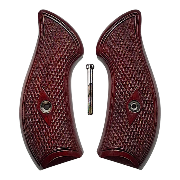 Rosewood Checkered Smith & Wesson J-Frame Grips