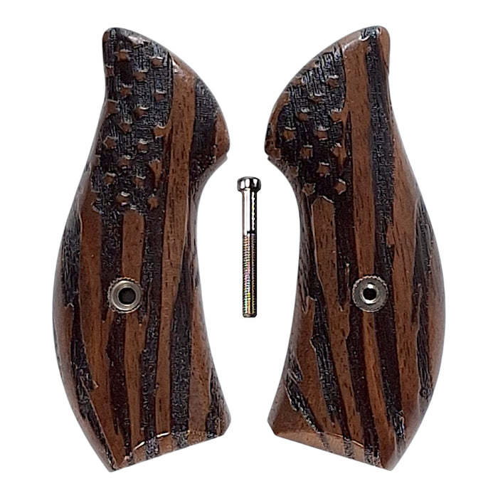 Walnut American Flag Smith & Wesson J-Frame Grips