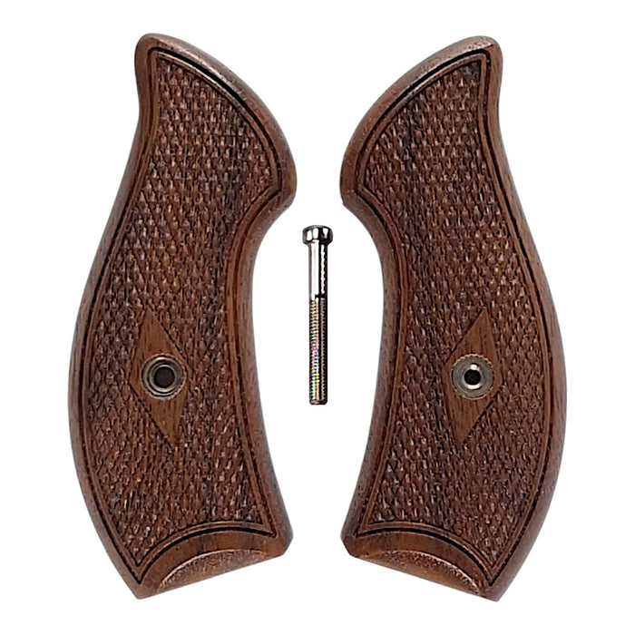 Walnut Checkered Smith & Wesson J-Frame Grips