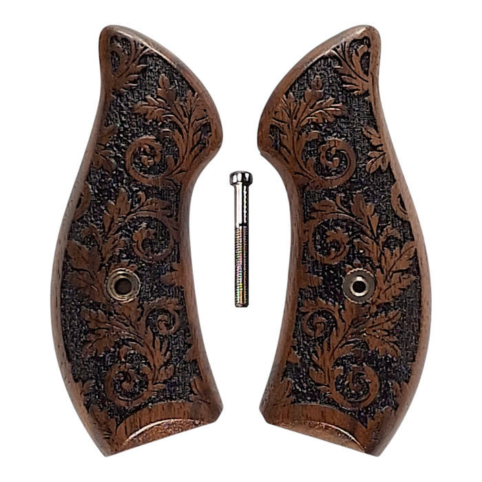 Walnut Floral Inked Smith & Wesson J-Frame Grips