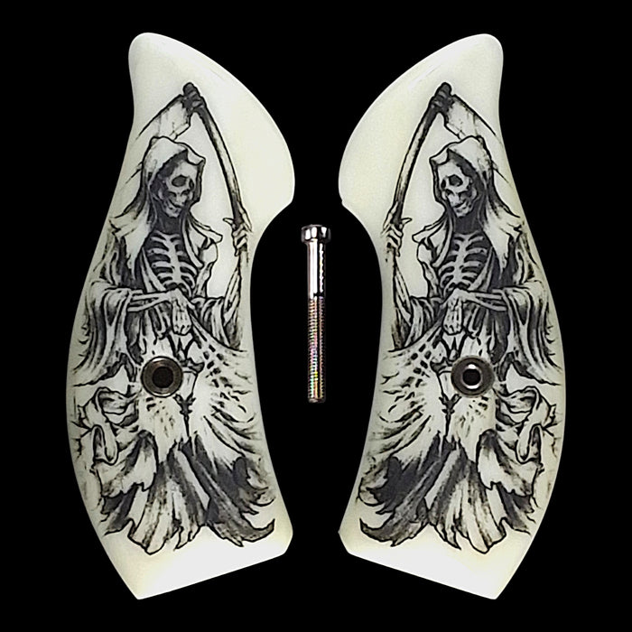 Faux Ivory Grim Reaper Smith & Wesson J-Frame Grips