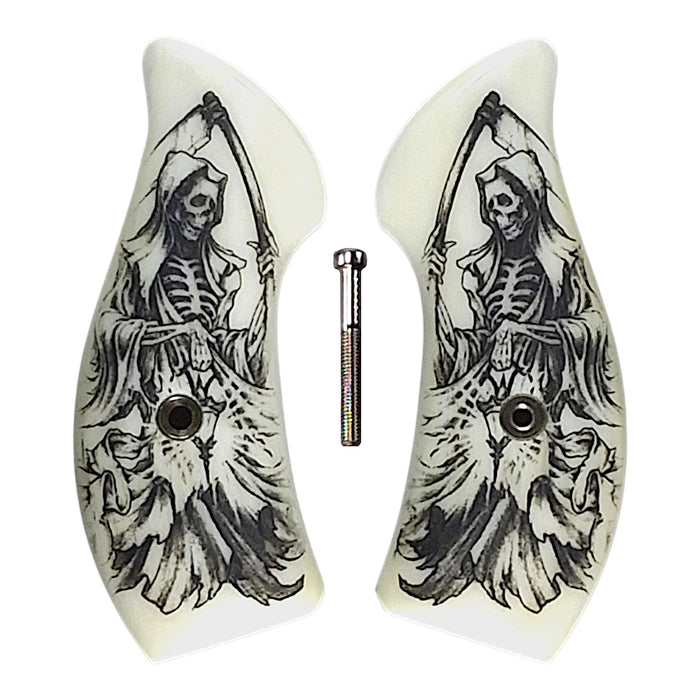 Faux Ivory Grim Reaper Smith & Wesson J-Frame Grips