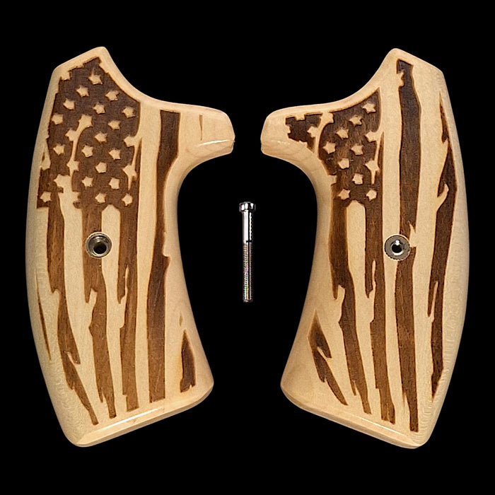 Maple American Flag Extended Smith & Wesson J-Frame Grips