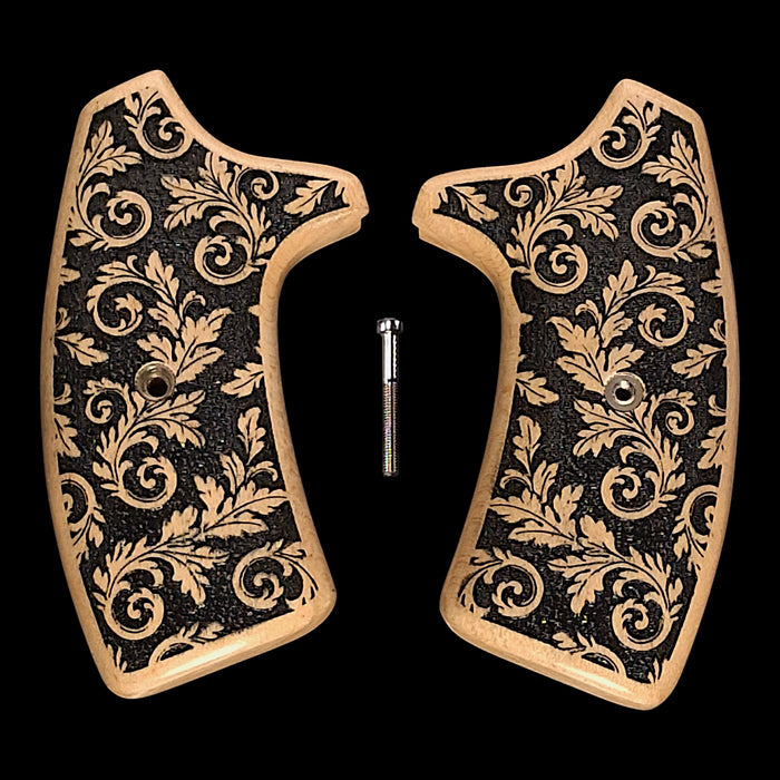 Maple Floral Inked Extended Smith & Wesson J-Frame Grips