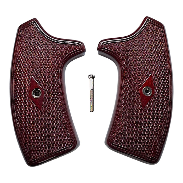 Rosewood Checkered Extended Smith & Wesson J-Frame Grips