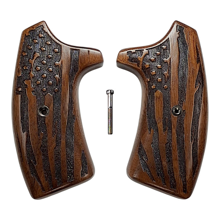 Walnut American Flag Extended Smith & Wesson J-Frame Grips