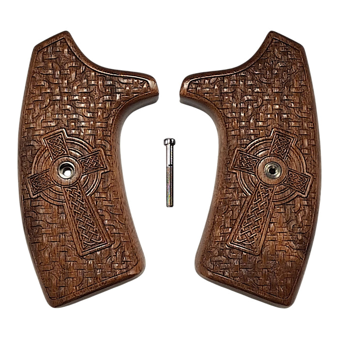 Walnut Braided Celtic Cross Extended Smith & Wesson J-Frame Grips