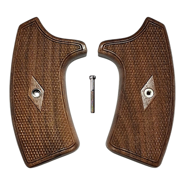 Walnut Checkered Extended Smith & Wesson J-Frame Grips