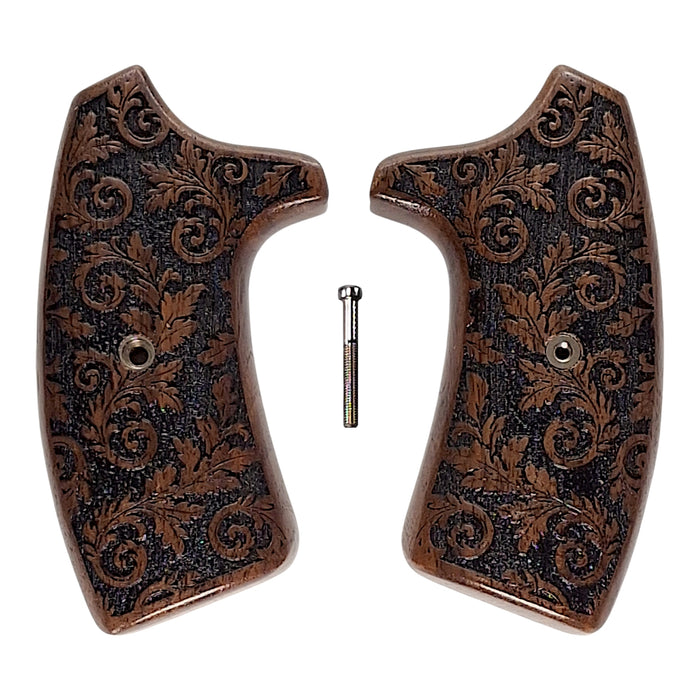 Walnut Floral Inked Extended Smith & Wesson J-Frame Grips