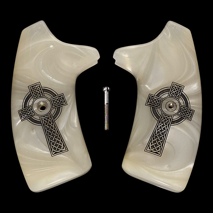 Pearl Celtic Cross Extended Smith & Wesson J-Frame Grips