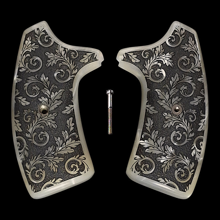 Pearl Floral Scroll Extended Smith & Wesson J-Frame Grips
