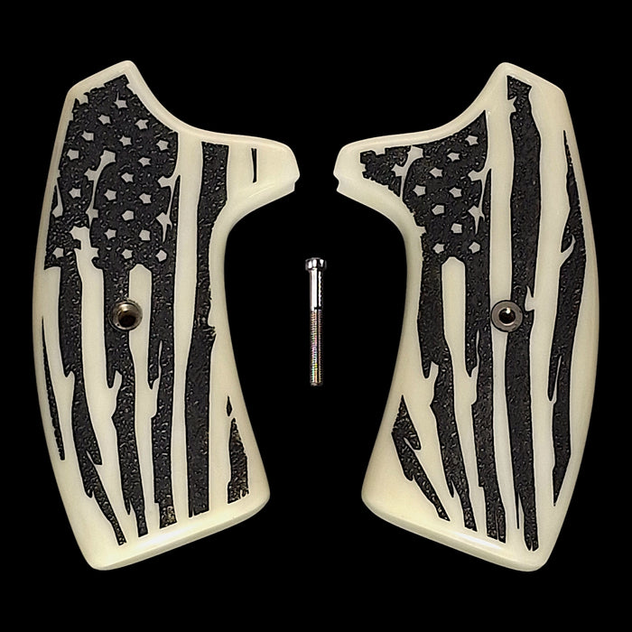 Faux Ivory American Flag Extended Smith & Wesson J-Frame Grips