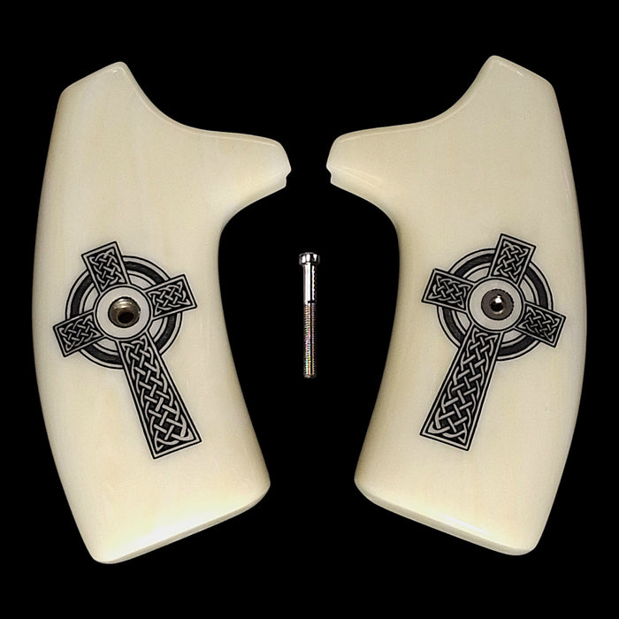 Faux Ivory Celtic Cross Extended Smith & Wesson J-Frame Grips