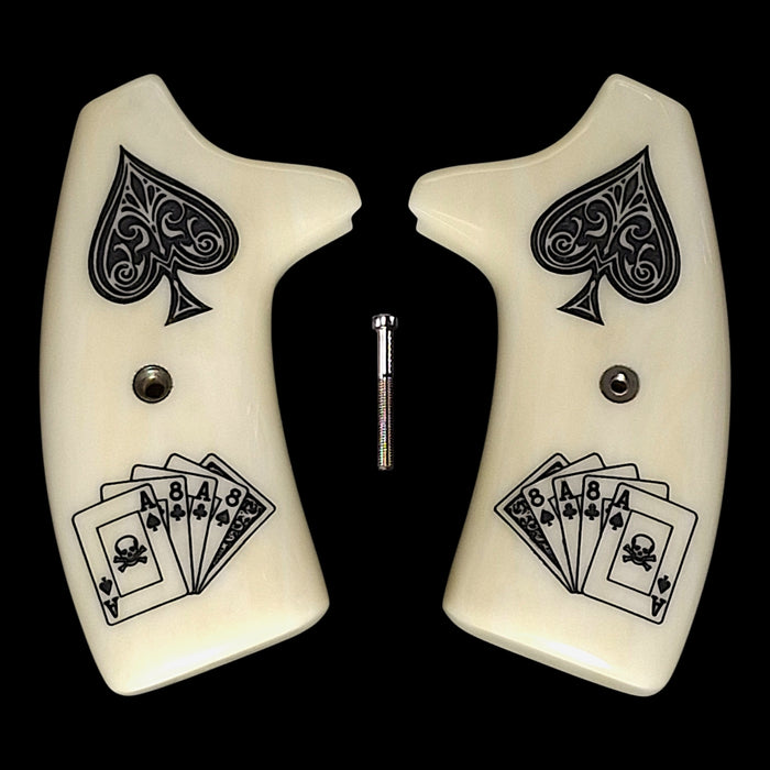 Faux Ivory Dead Man's Hand Extended Smith & Wesson J-Frame Grips