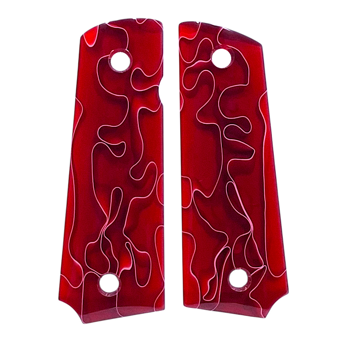 Red Acrylic Pearl Rock Island 380 1911 Grips