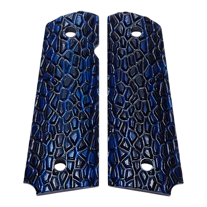 Blue & Black Laminate Reptile Cut Full Size 1911 Grips