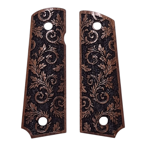 Walnut Inked Floral Grips Compatible/Replacement for Browning 1911-22 1911-380