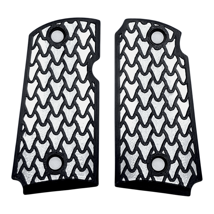 White & Black Dragon Scale Printed Kimber Micro 9 Grips