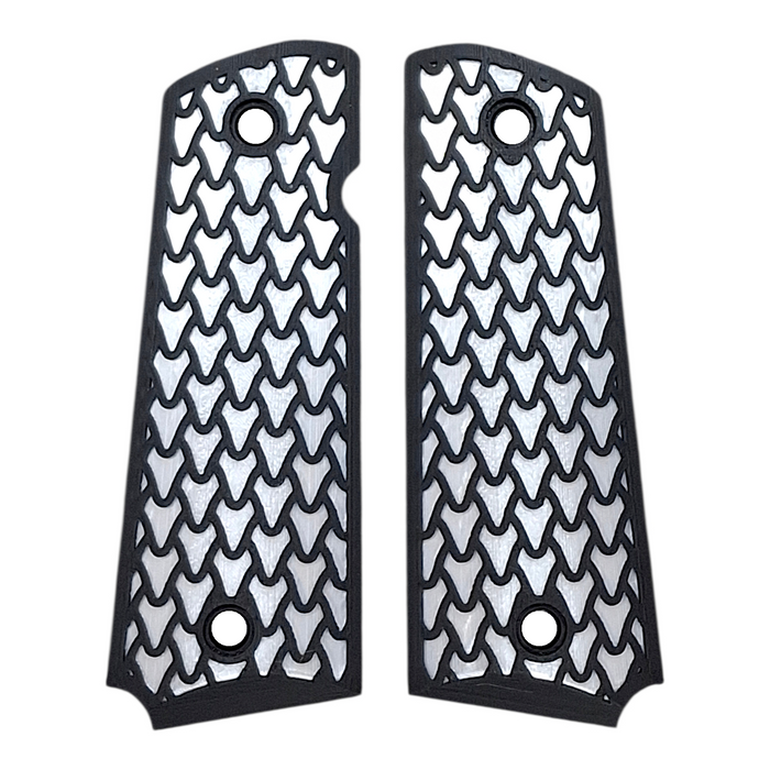 White & Black Dragon Scale Printed 1911 Grips (Full Size)
