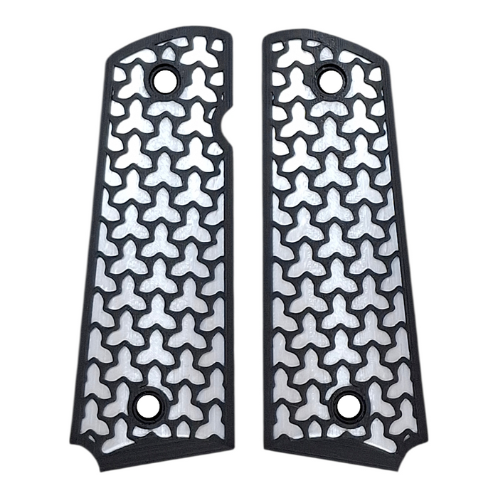 White & Black Fusion Printed 1911 Grips (Full Size)