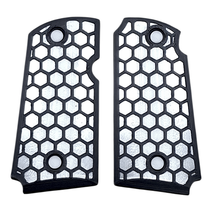 White & Black Honeycomb Printed Kimber Micro 9 Grips