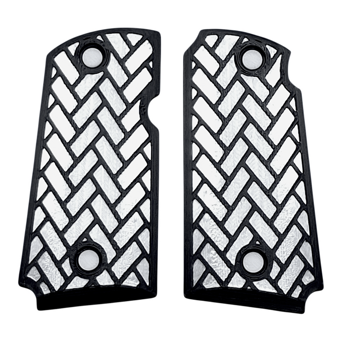 White & Black Weave Printed Kimber Micro 9 Grips