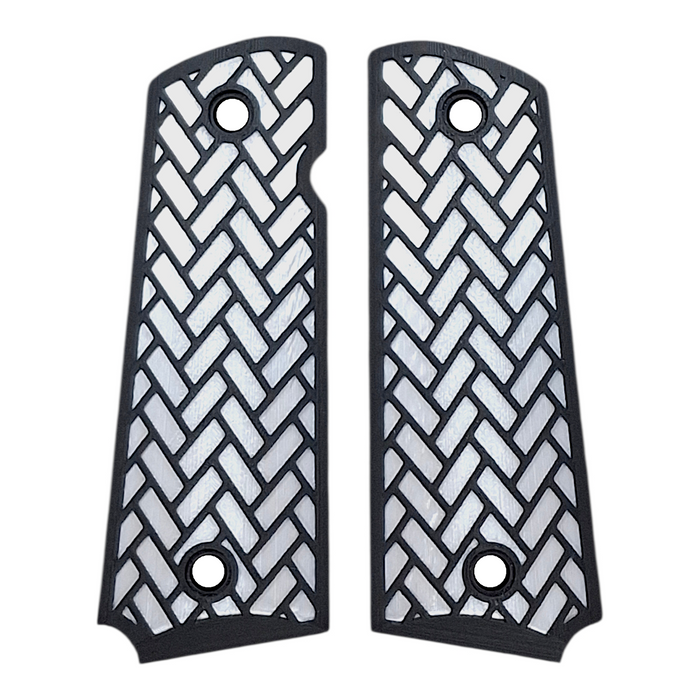 White & Black Weave Printed 1911 Grips (Full Size)